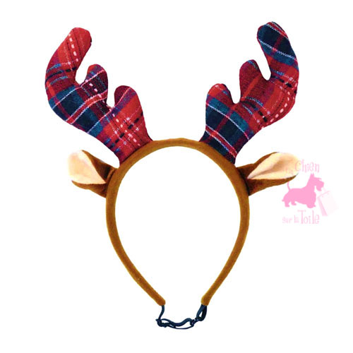 Serre-Tête Tartan de Noël “Novelty Antlers” - ROSEWOOD